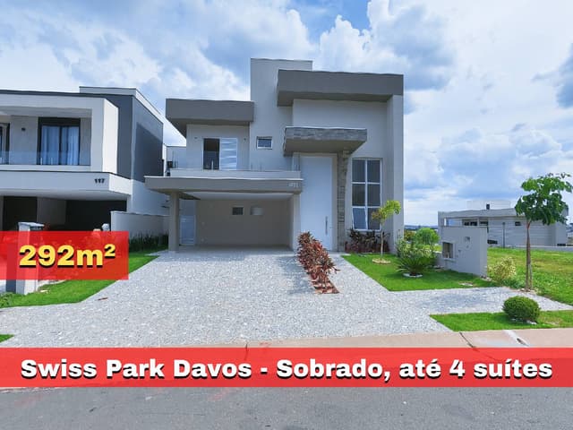 Davos Swiss Park sobrado, até 4 suítes, escritório, piscina, banheira